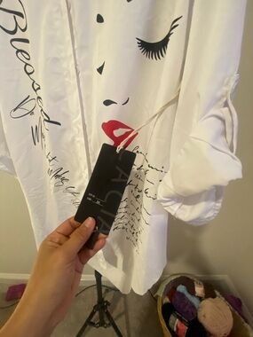 Marc New York Black and White Damask Knit Top